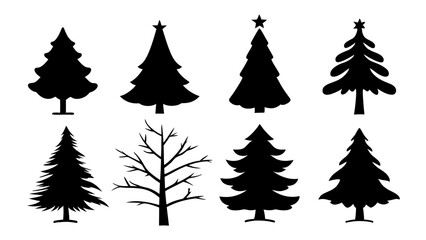 Obraz premium set of christmas tree silhouette vector on white background