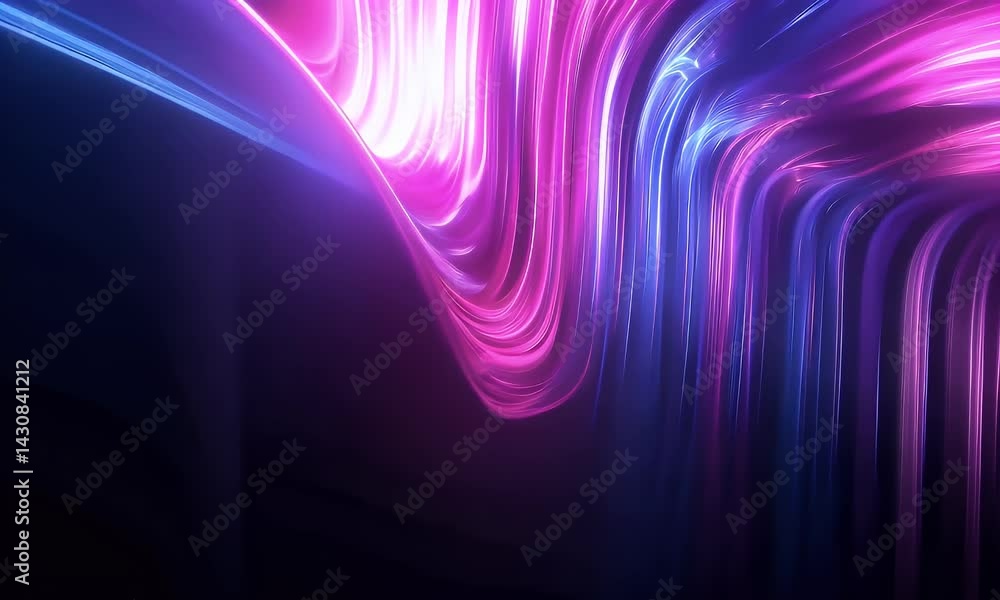 Poster 3d render, abstract neon background with glowing lines and reflections. the composition of the image