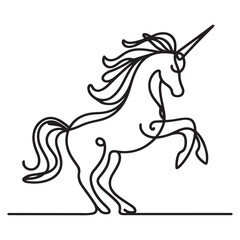 Elegant Unicorn Silhouette Line Art Design Vector Image