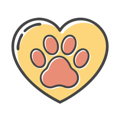 heart with paw print icon, heart with paw print vector illustration-simple illustration of heart with paw print, perfect for heart with paw print logos and icons