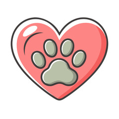 heart with paw print icon, heart with paw print vector illustration-simple illustration of heart with paw print, perfect for heart with paw print logos and icons