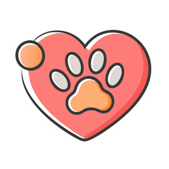 heart with paw print icon, heart with paw print vector illustration-simple illustration of heart with paw print, perfect for heart with paw print logos and icons