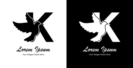 The logo design is in the form of a flying bird combined with the letter K