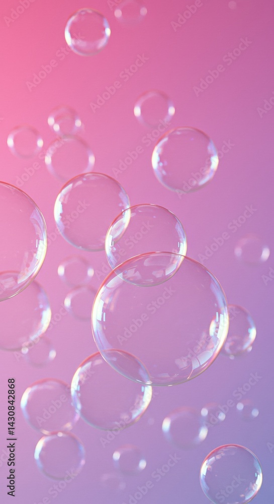 Poster floating bubbles on gradient background soft and dreamy