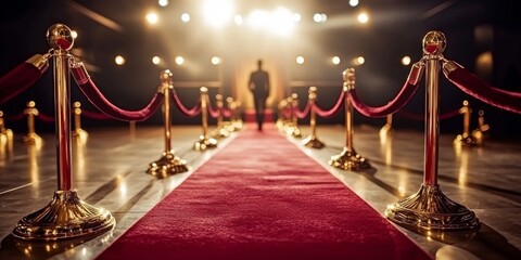 Luxurious red carpet path ideal for elegant events.