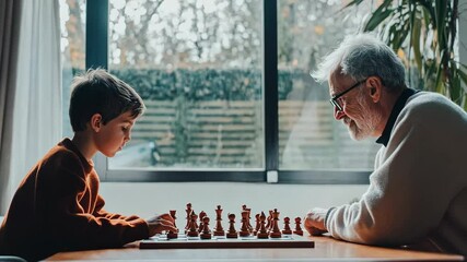 Fatherson chess game strategy at home - Powered by Adobe