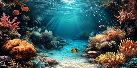 Artistic representation of marine flora and fauna