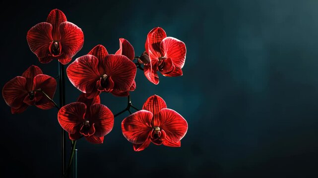 Elegant red orchids in bloom  floral nature background design