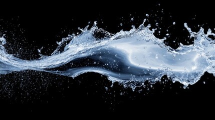 Dynamic Blue Water Splash on Black Background