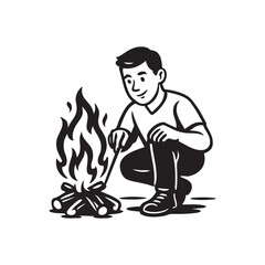 picture of people making a campfire