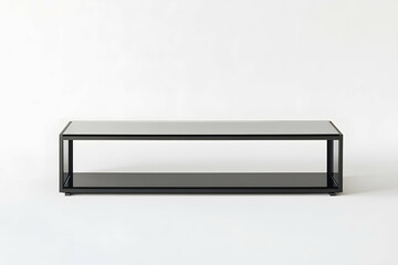 Modern TV Stand with Black Glass Top and Minimalist Frame