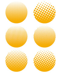 ハーフトーンのサークル　イラスト　アイコン　オレンジ