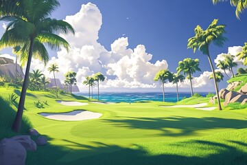 Tropical Golf Course Paradise: A Stunning Coastal Scene