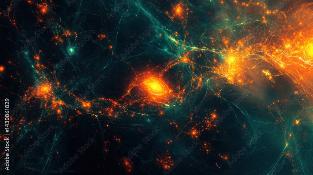 Aufkleber cosmic network of energy and light in deep space visualization
