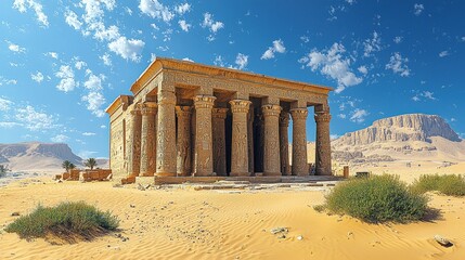 Fototapeta premium The Temple of Debod: An Ancient Egyptian Oasis in the Desert