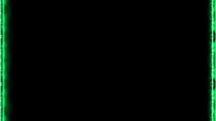 Rectangular vertical glowing neon shiny green long lines frame with moving light effect on black background. In the middle there is a place for your own content. - Powered by Adobe