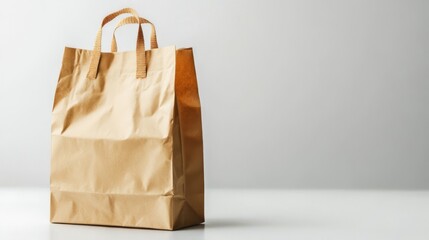 Brown Paper Shopping Bag on White Background