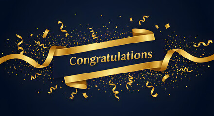 Golden Ribbon Congratulations: Festive Celebration Design