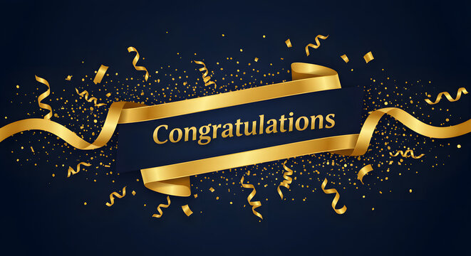 Golden Ribbon Congratulations: Festive Celebration Design