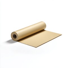 Roll of brown paper sheet isolated on white background