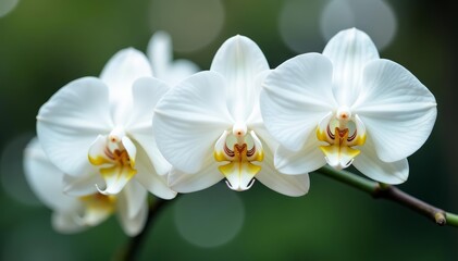 Close-up of beautiful white orchid flowers in bloom, close-up, orchid, plant