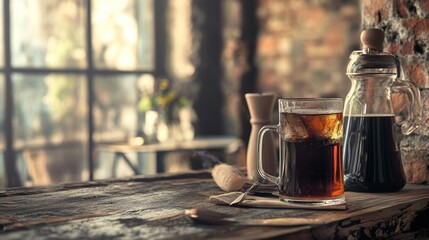 Rustic coffee setup with natural light