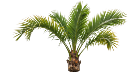 Isolated Bottle Palm Hyophorbe Lagenicaulis White Background Swollen Trunk Arching Fronds Tropical Plant PNG