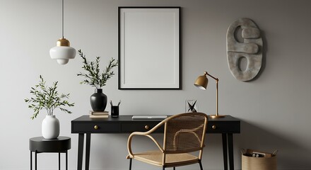 Sophisticated Home Office Design Minimalist Desk Setup with Scandinavian Decor