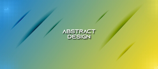 Abstract design with teal and yellow-green gradient background, slanted layered planes, halftone dot texture