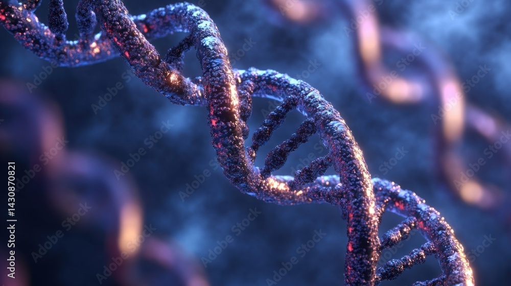 Aufkleber detailed close-up of colorful dna helix structure in science lab