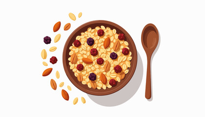 Homemade granola with assorted nuts and fruits, healthy breakfast