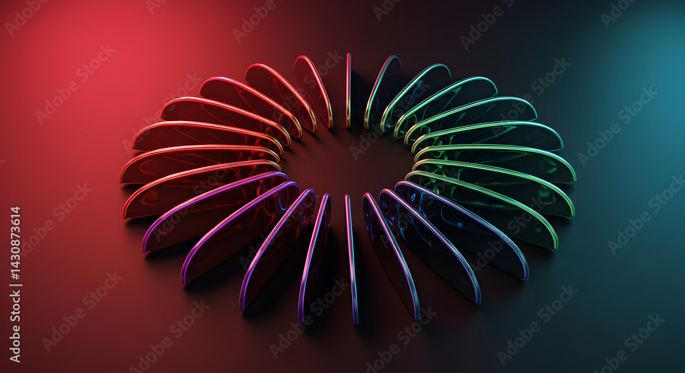 Poster gradient wheel of sleek discs creating an illusion of circular motion