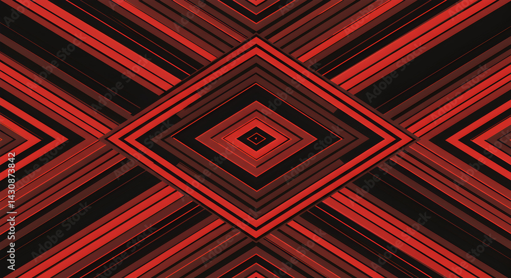 Aufkleber abstract geometric red and black lines create a modern elegant pattern