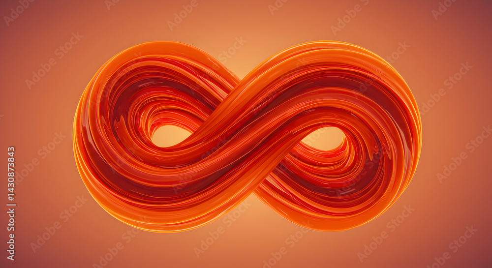 Poster fluid infinity: dynamic orange abstract flow on gradient background