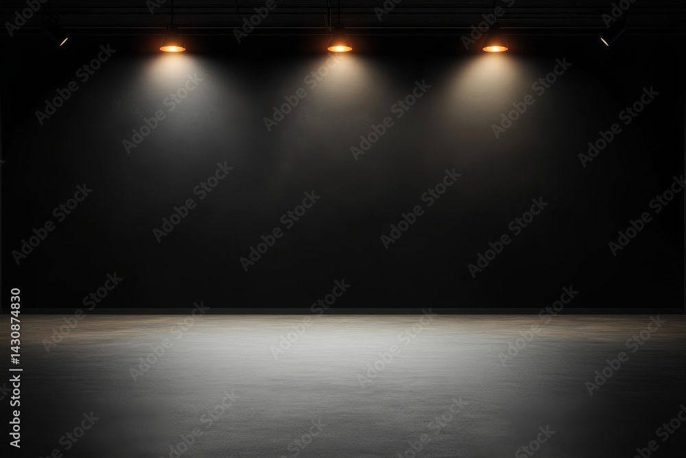 Aufkleber a black wall is illuminated by a spotlight, generating dramatic contrasts and soft shadows, offering