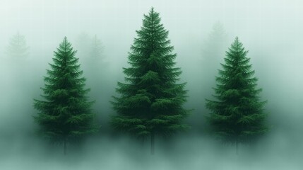 Obraz premium dense forest with a misty atmosphere and tall trees