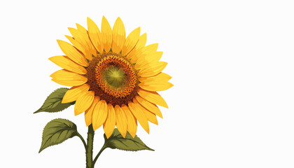 Vibrant sunflower blooming against white background, nature's beauty
