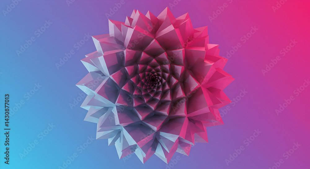 Poster geometric pinkish pattern with sharp edges radiating from center