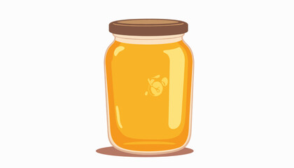 Golden honey jar on white background, natural sweetness