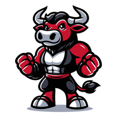 Bull mascot vector and illustration isolated on white background.