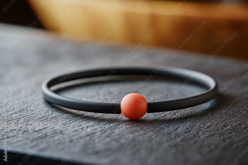 Poster a black choker featuring a striking red stone rests on a sleek surface, beautifully illuminated to e