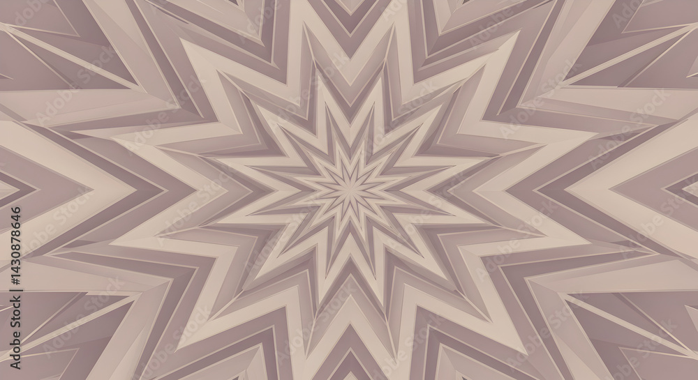 Poster neutral tones abstract kaleidoscopic star with sharp edges background design