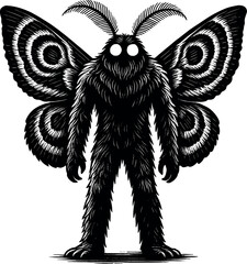 Mothman vector black silhouette print design