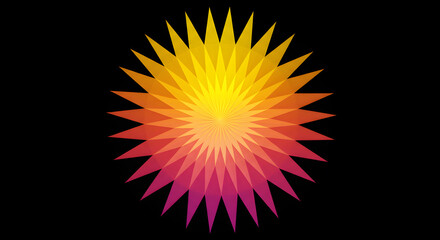 Fototapeta premium Radiant Geometric Burst With Vibrant Color Gradient On Black Backdrop
