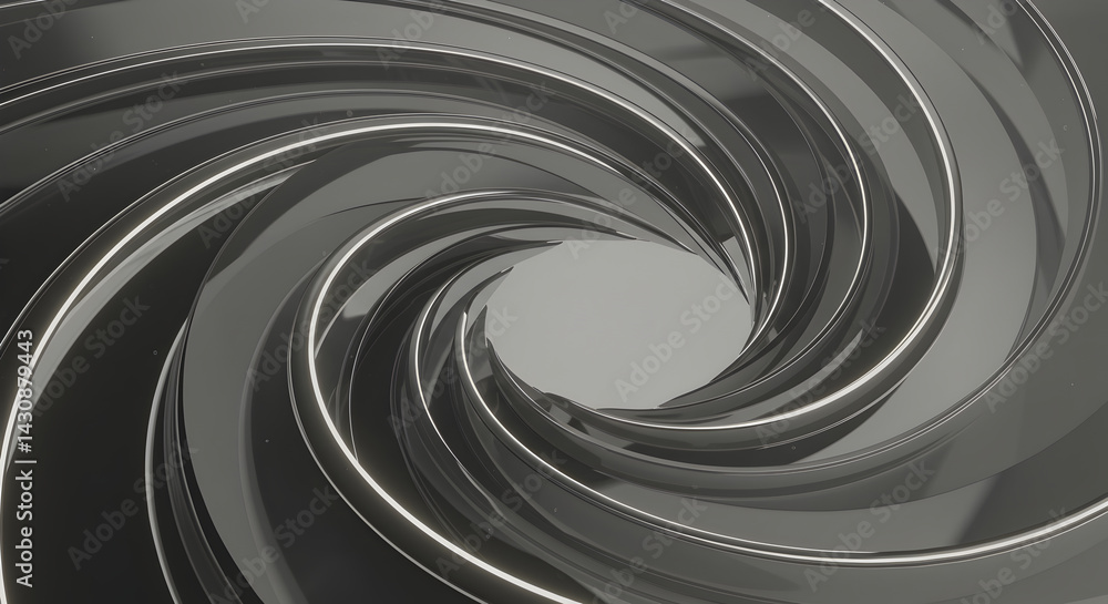 Poster abstract spiral tunnel with metallic gleam dynamic composition