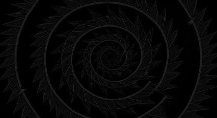 Naklejka premium Eerie Dark Spiral With Sharp Edges On Black Gloomy Background