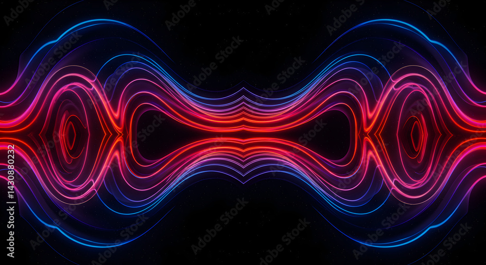 Aufkleber dynamic symmetrical neon curves abstract background for modern tech designs