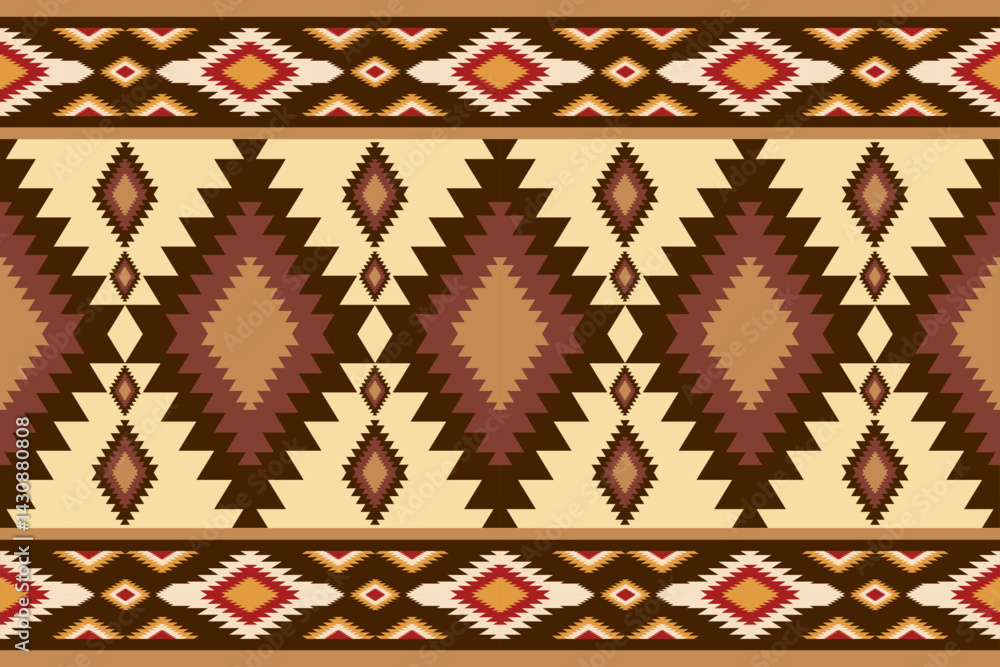 Poster detailed seamless pattern featu southwestern geometric ethnic pattern design with diamonds and warm 