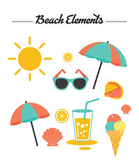 summer beach icons set