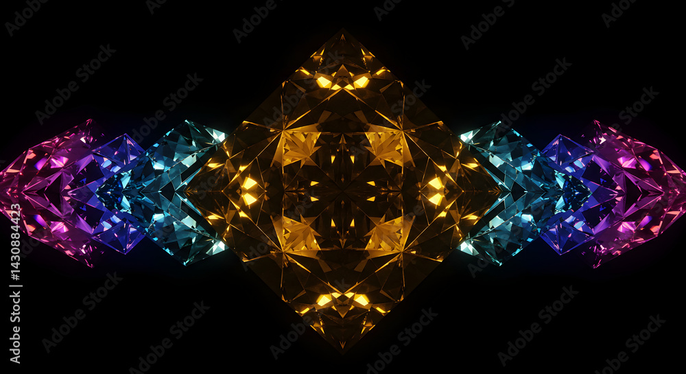 Poster abstract kaleidoscope vision featuring geometric patterns with symmetrical arrangement